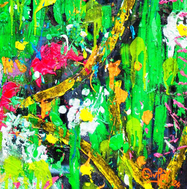 Original Abstract Expressionism Garden Painting by Giuseppe Valia