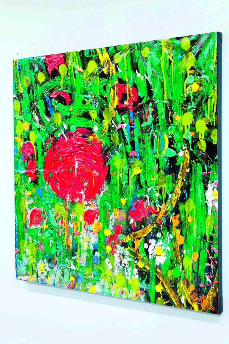 Original Abstract Expressionism Garden Painting by Giuseppe Valia