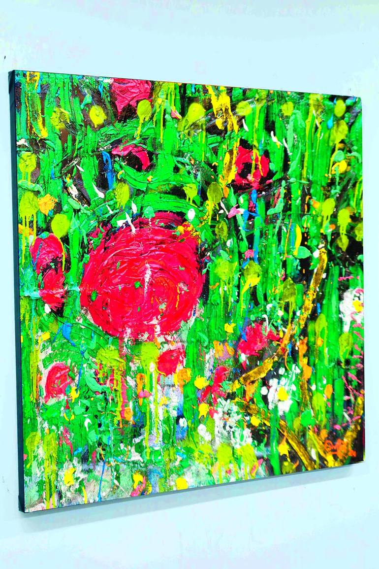 Original Abstract Expressionism Garden Painting by Giuseppe Valia