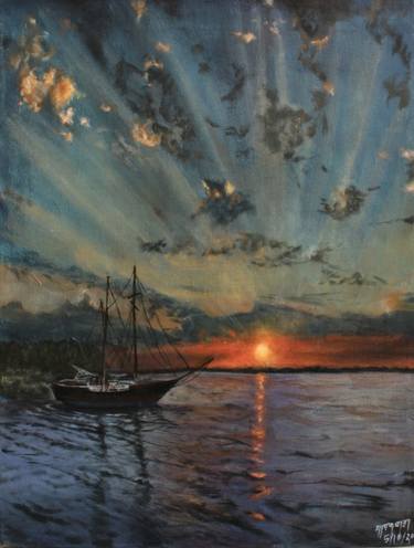 Original Impressionism Boat Paintings by Asryn Eden