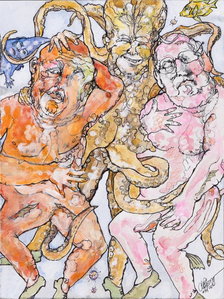 Original Abstract Expressionism Politics Drawings by Spider Pilot