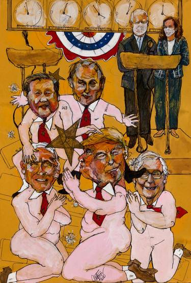 Original Figurative Political Paintings by Spider Pilot