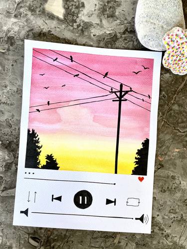 WATERCOLOR POLAROID "Listen to the fire in sky" thumb