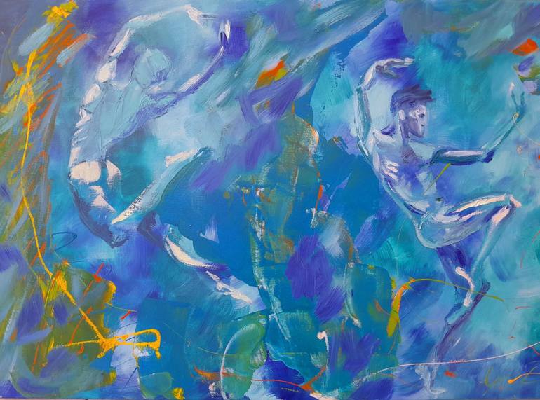 Original Abstract Expressionism Men Painting by Alfia Kircheva