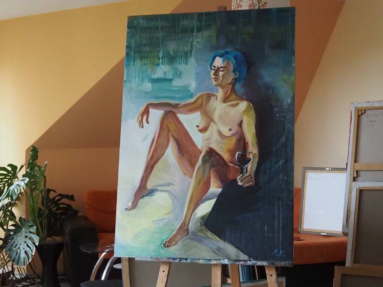 Original Portraiture Nude Painting by Alfia Kircheva