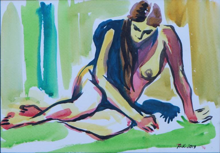 Original Fine Art Nude Painting by Alfia Kircheva