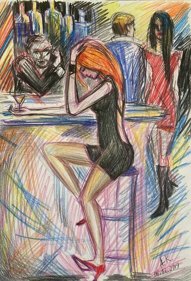 Original Expressionism People Drawings by Alfia Kircheva