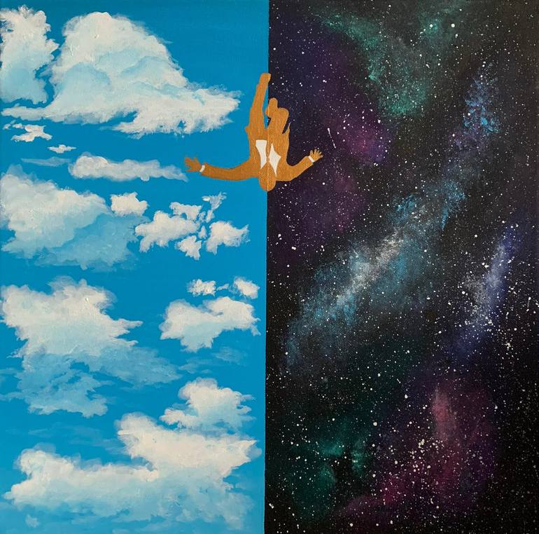 The falling of the golden man Painting by Cristina Lazar | Saatchi Art