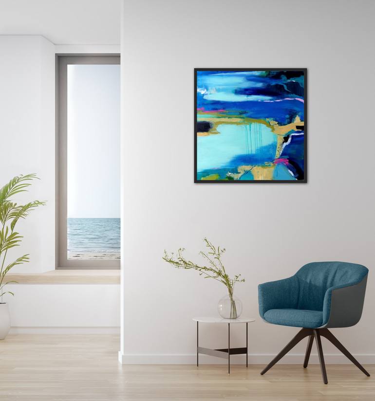 Original Abstract Expressionism Beach Painting by Alpana Rai