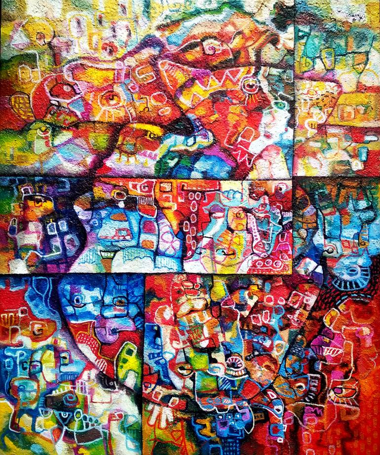 Original Dada People Painting by Henry William