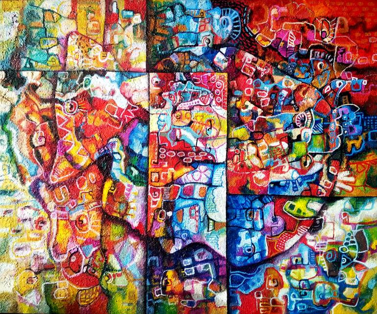 Original Dada People Painting by Henry William