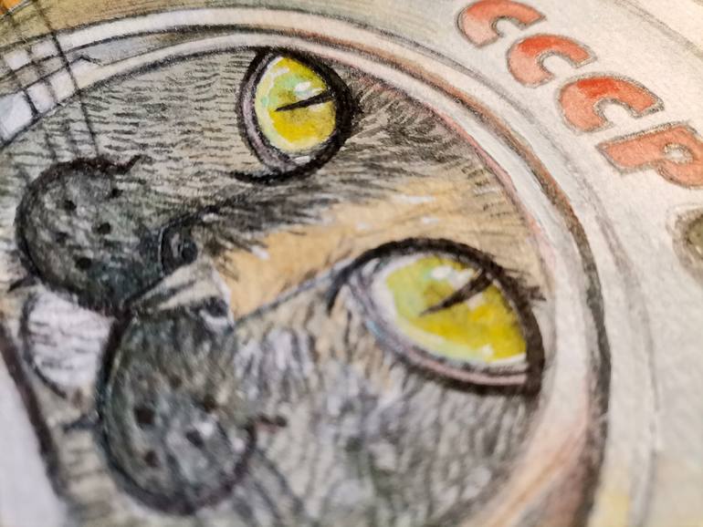 Original Illustration Cats Painting by Krada Zhan