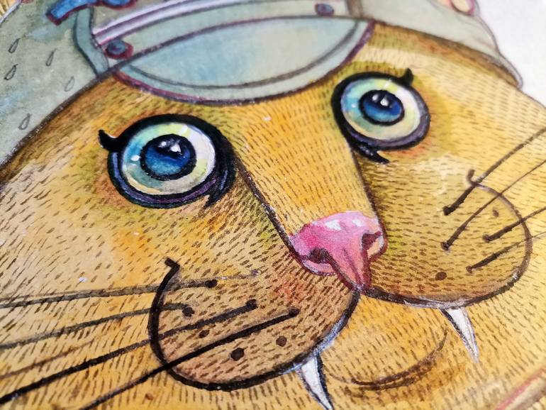 Original Illustration Cats Painting by Krada Zhan