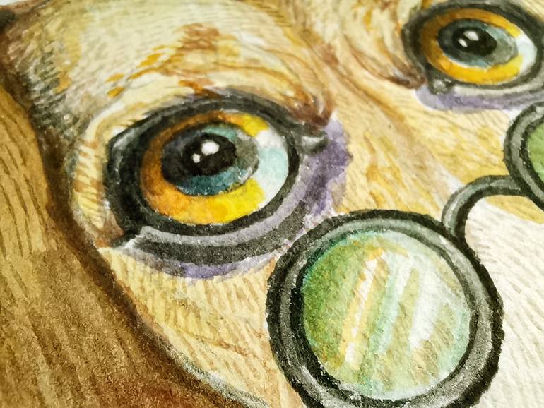 Original Illustration Dogs Painting by Krada Zhan