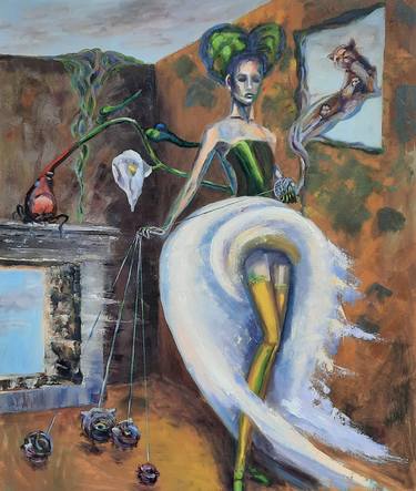 Birthday - surrealism, interior painting, oil painting. thumb