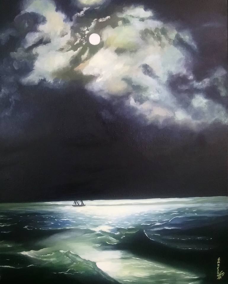 the black sea at night painting