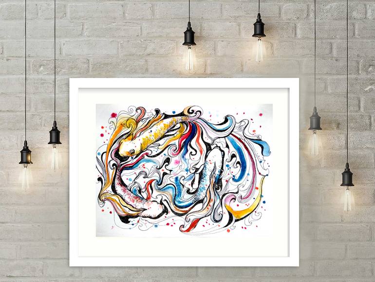 Original Art Deco Animal Painting by Veronika Chernyshkova