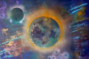 Original Abstract Expressionism Outer Space Paintings by Anne-Marie Pochat