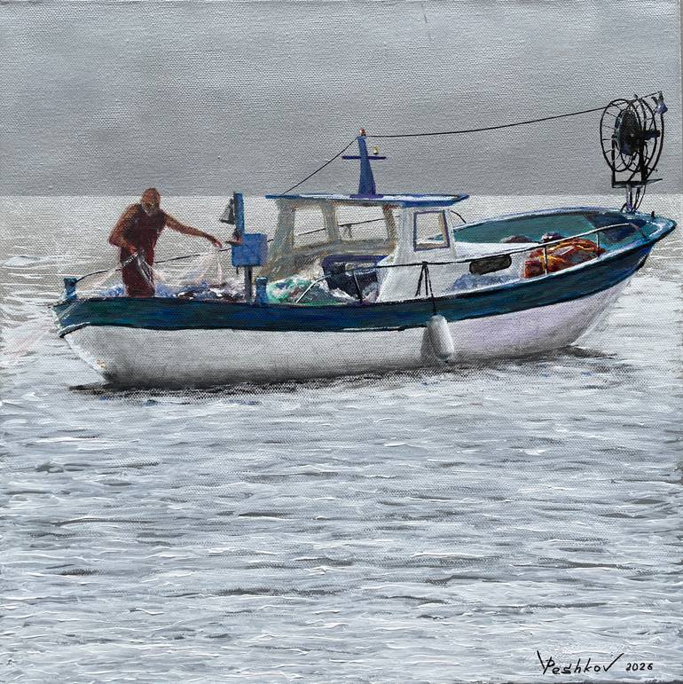 Original Seascape Painting by Yury Peshkov | Realism Art on Canvas | The old man and the sea.
