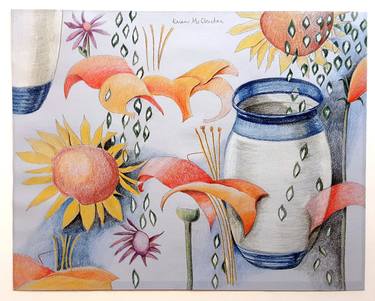 Original Abstract Floral Drawings by Karen McClendon