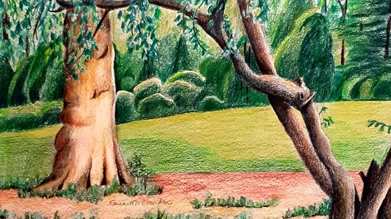 Original Illustration Landscape Drawing by Karen Mcclendon