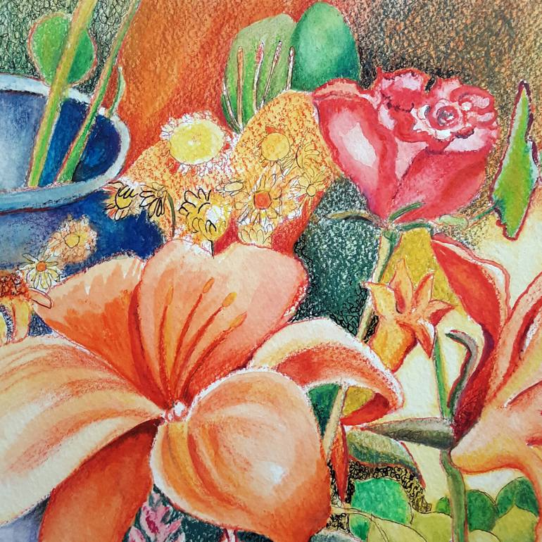 Original Illustration Floral Drawing by Karen McClendon