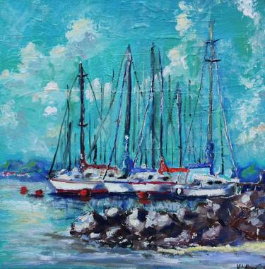 Print of Impressionism Yacht Paintings by ViBond Bondarenko