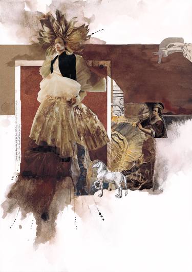 Original Figurative Classical mythology Collage by Dominique Hazell