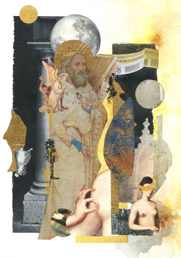 Original Expressionism Classical Mythology Collage by Dominique Hazell