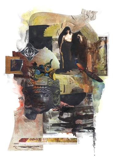 Original Figurative Classical Mythology Collage by Dominique Hazell