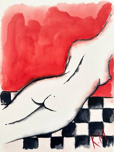 Original Art Deco Nude Drawings by Kristina Mallen