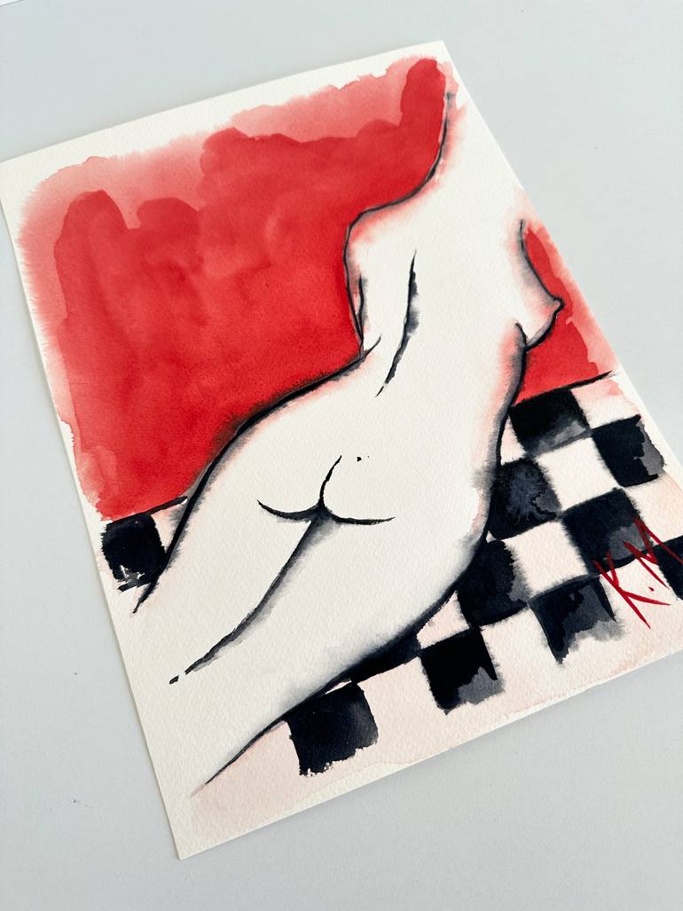 Original Art Deco Nude Drawing by Kristina Mallen