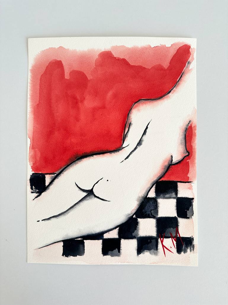 Original Art Deco Nude Drawing by Kristina Mallen