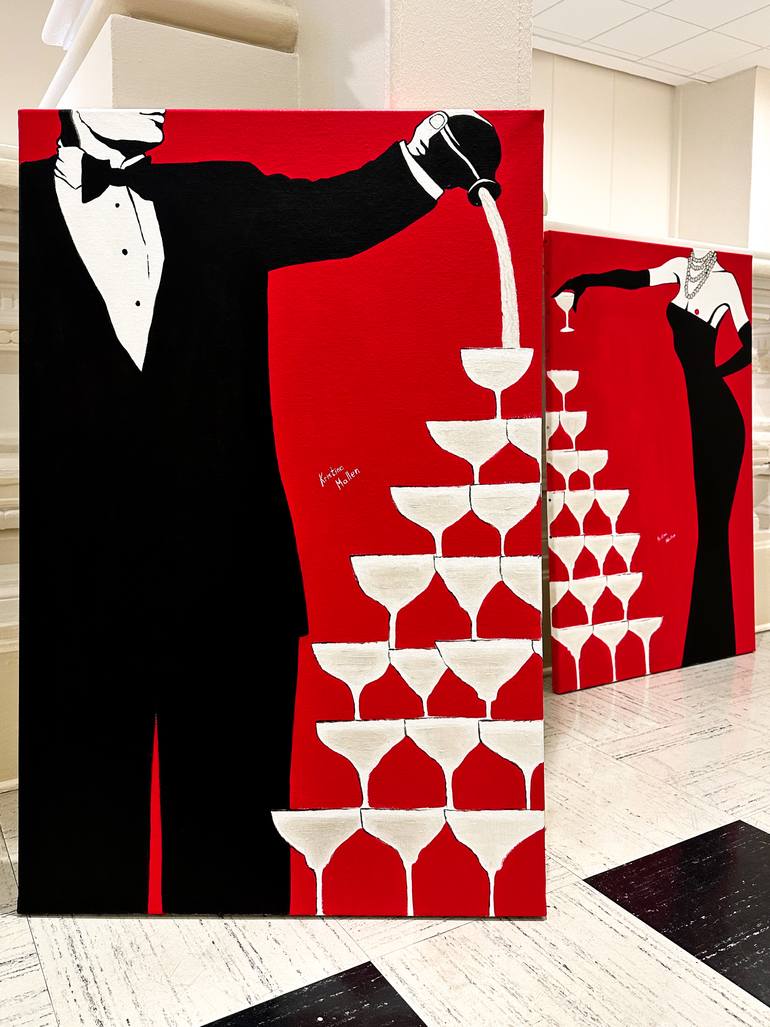 Original Art Deco People Painting by Kristina Mallen