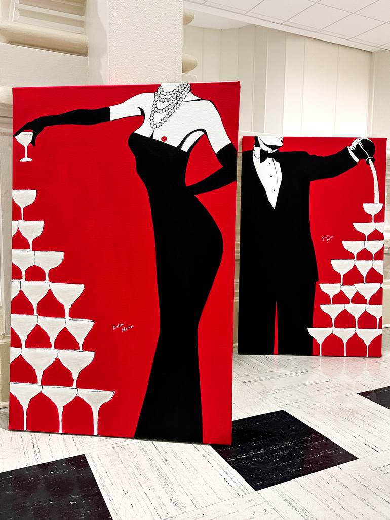 Original Art Deco People Painting by Kristina Mallen