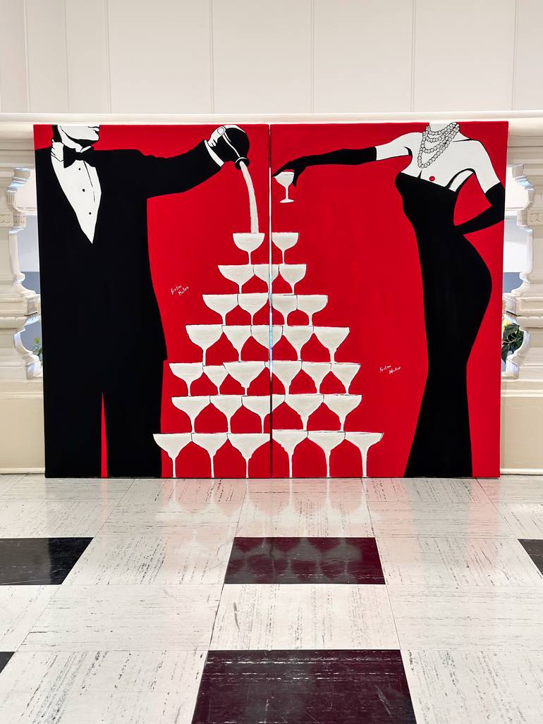 Original Art Deco People Painting by Kristina Mallen