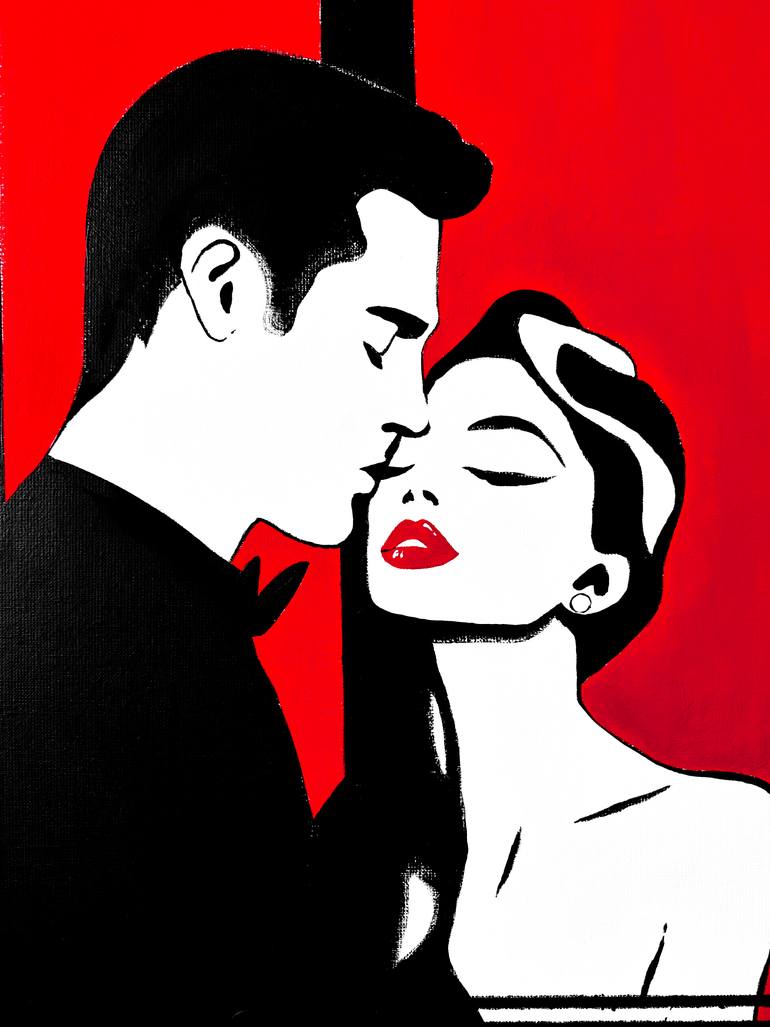 Original Art Deco Love Painting by Kristina Mallen