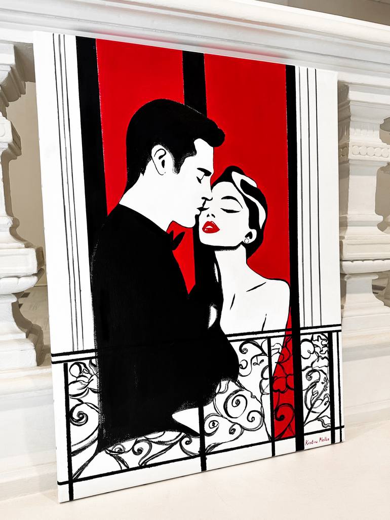 Original Art Deco Love Painting by Kristina Mallen