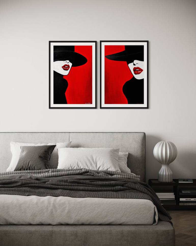 Original Art Deco Women Printmaking by Kristina Mallen