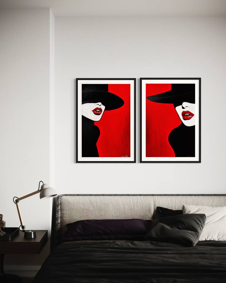 Original Art Deco Women Printmaking by Kristina Mallen