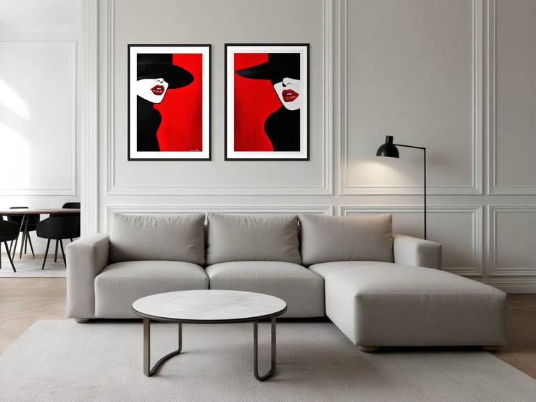 Original Art Deco Women Printmaking by Kristina Mallen