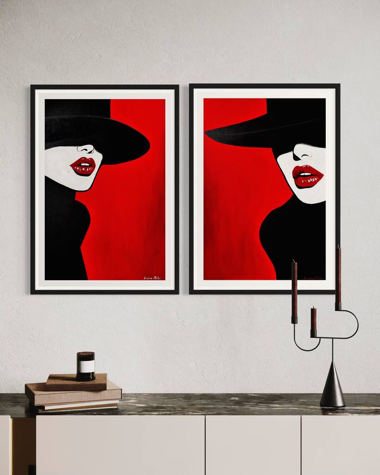 Original Art Deco Women Printmaking by Kristina Mallen