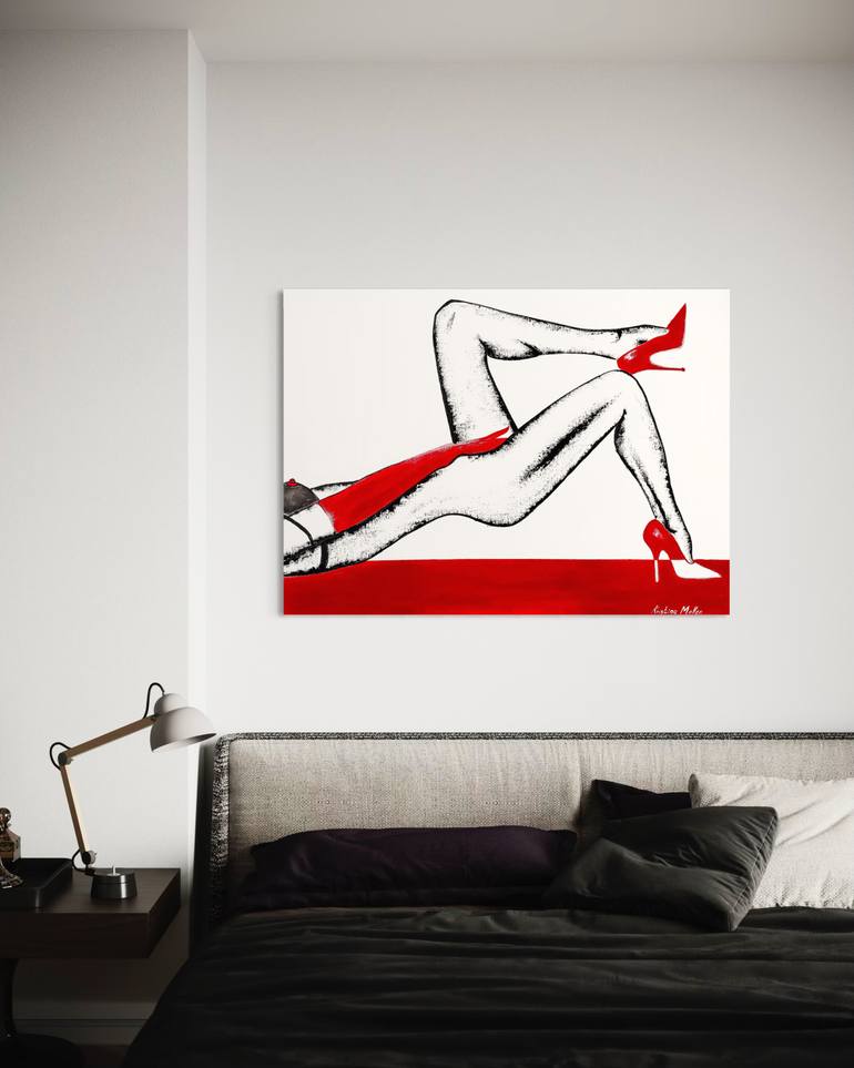 Original Art Deco Erotic Painting by Kristina Mallen