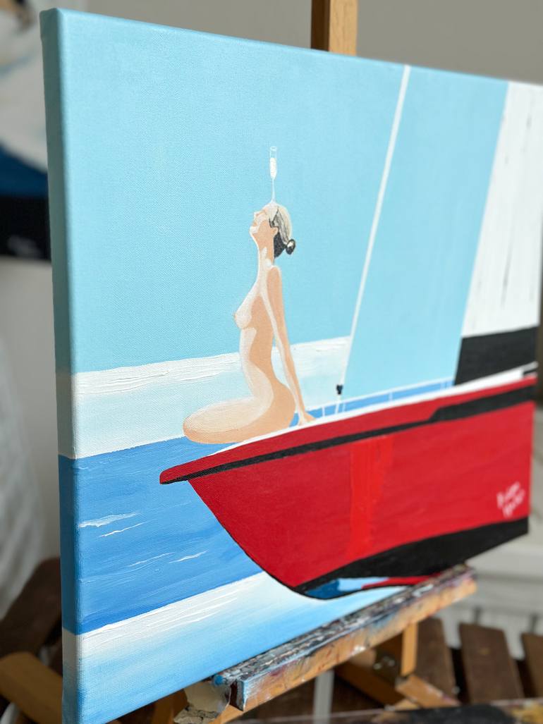 Original Contemporary Boat Painting by Kristina Mallen