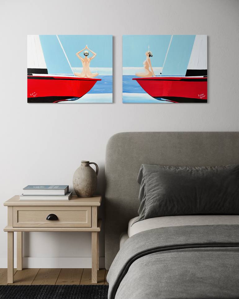 Original Pop Art Boat Painting by Kristina Mallen