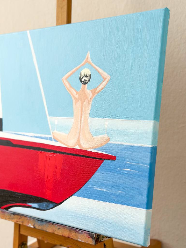 Original Pop Art Boat Painting by Kristina Mallen