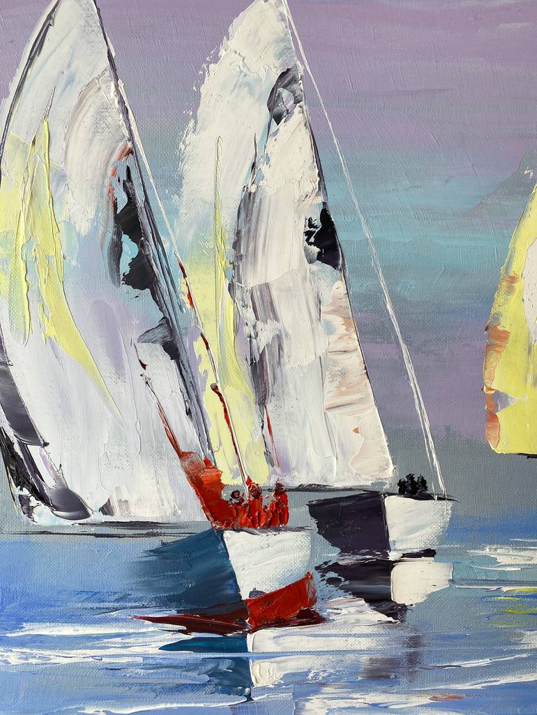 Original Sailboat Painting by Kristina Malashchenko