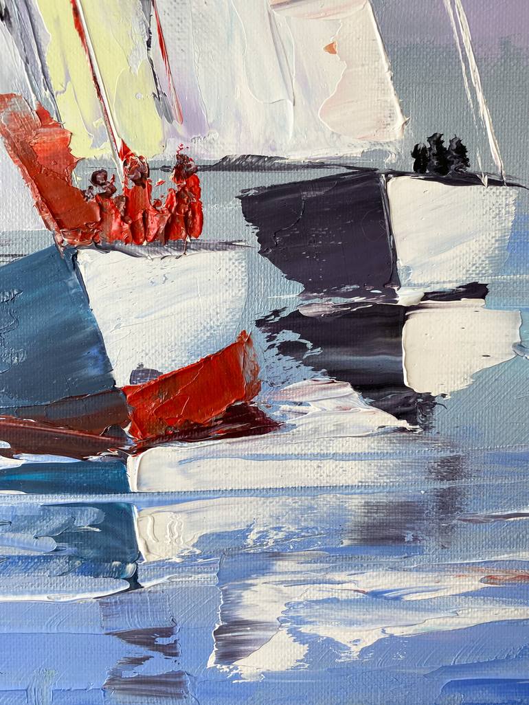 Original Sailboat Painting by Kristina Malashchenko