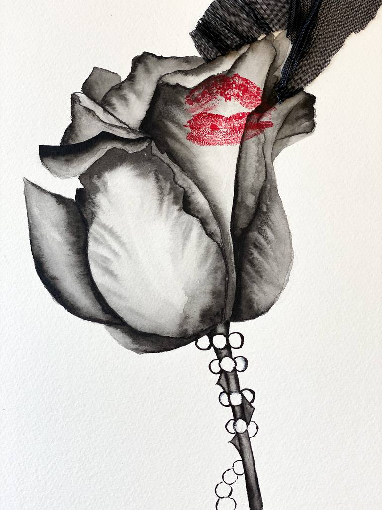 Original Art Deco Floral Painting by Kristina Mallen