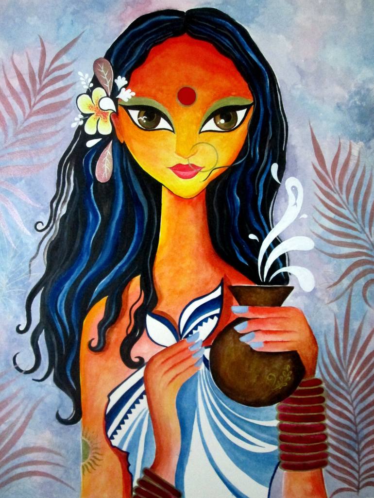 Indian tribal woman Painting by Wincy Xavier | Saatchi Art